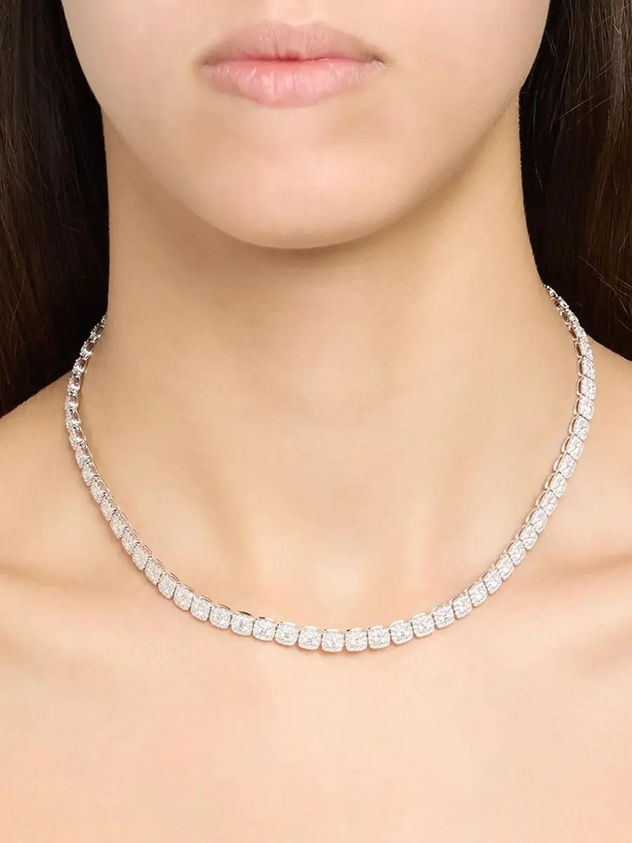 Diamonds at Saks Fifth Avenue Women's 18K White Gold & 12.15 TCW Diamond Halo Tennis Necklace | Thumbnail 2 Diamonds at Saks Fifth Avenue Women's 18K White Gold & 12.15 TCW Diamond Halo Tennis Necklace | Thumbnail 2