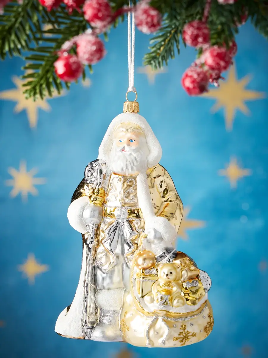 Glassware Art Studio Santa & Presents Glass Ornament