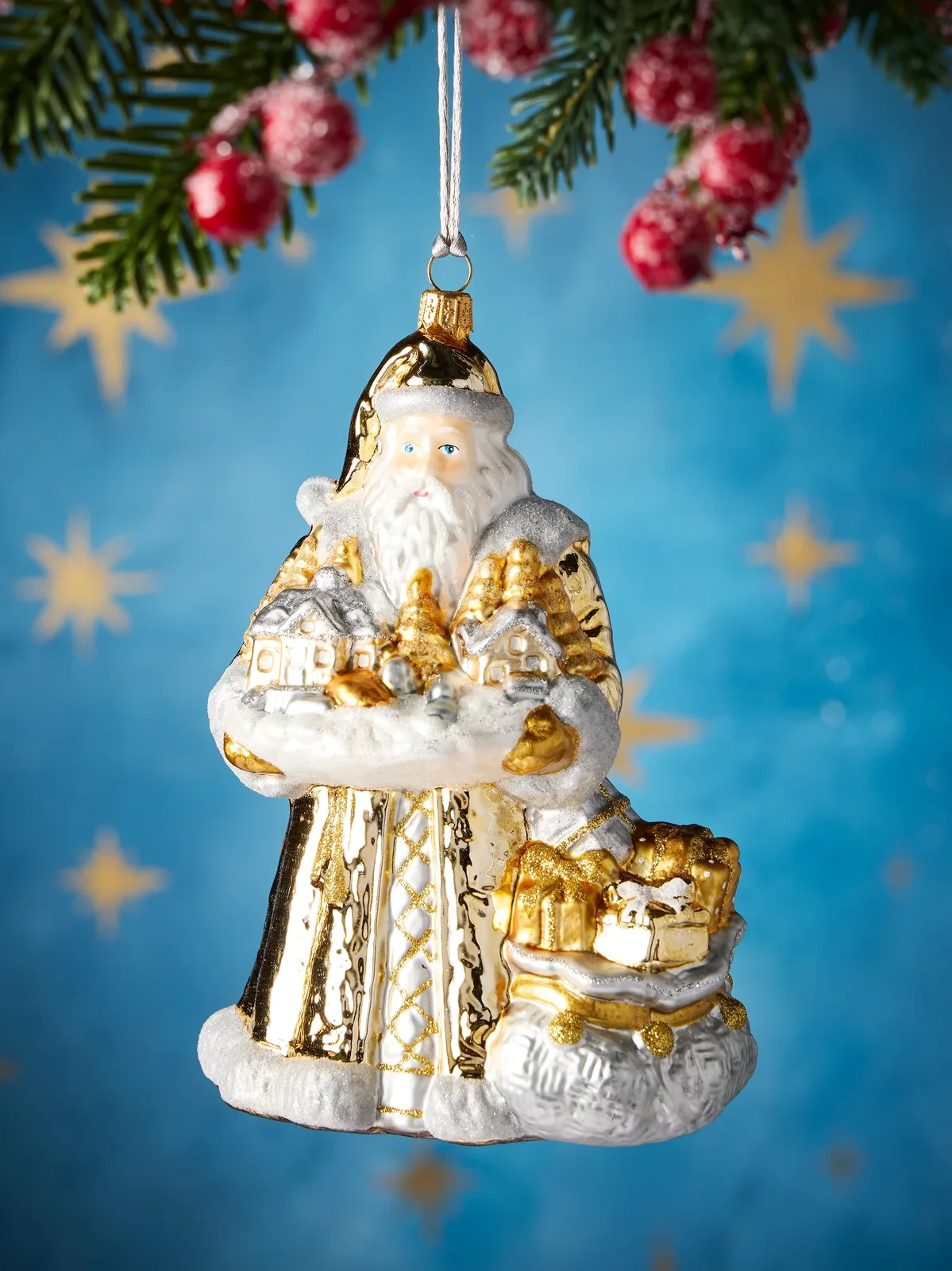 Exclusively Ours Little Houses Santa Glass Ornament