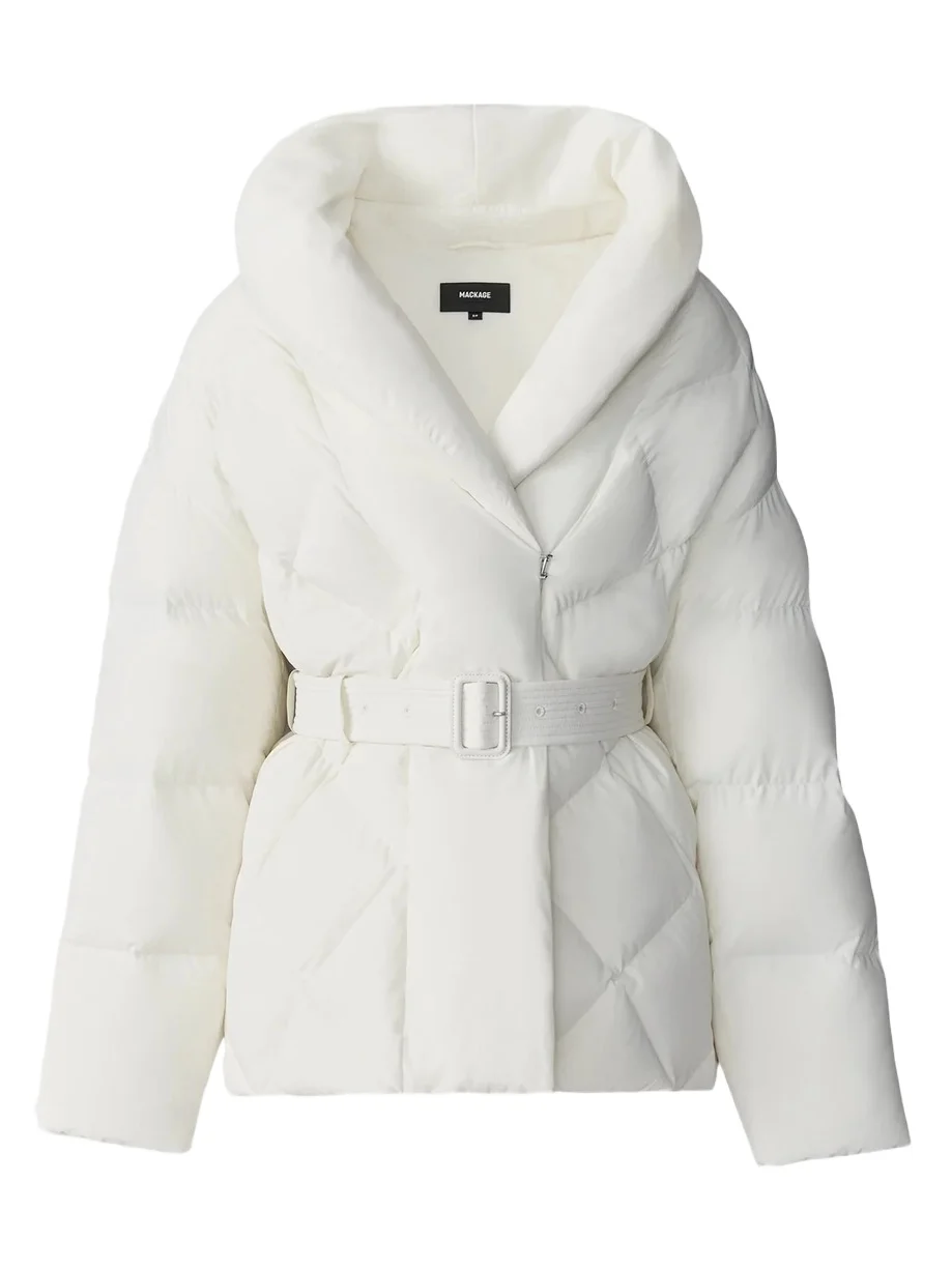 Women's Olive Down Belted Jacket Women's Olive Down Belted Jacket