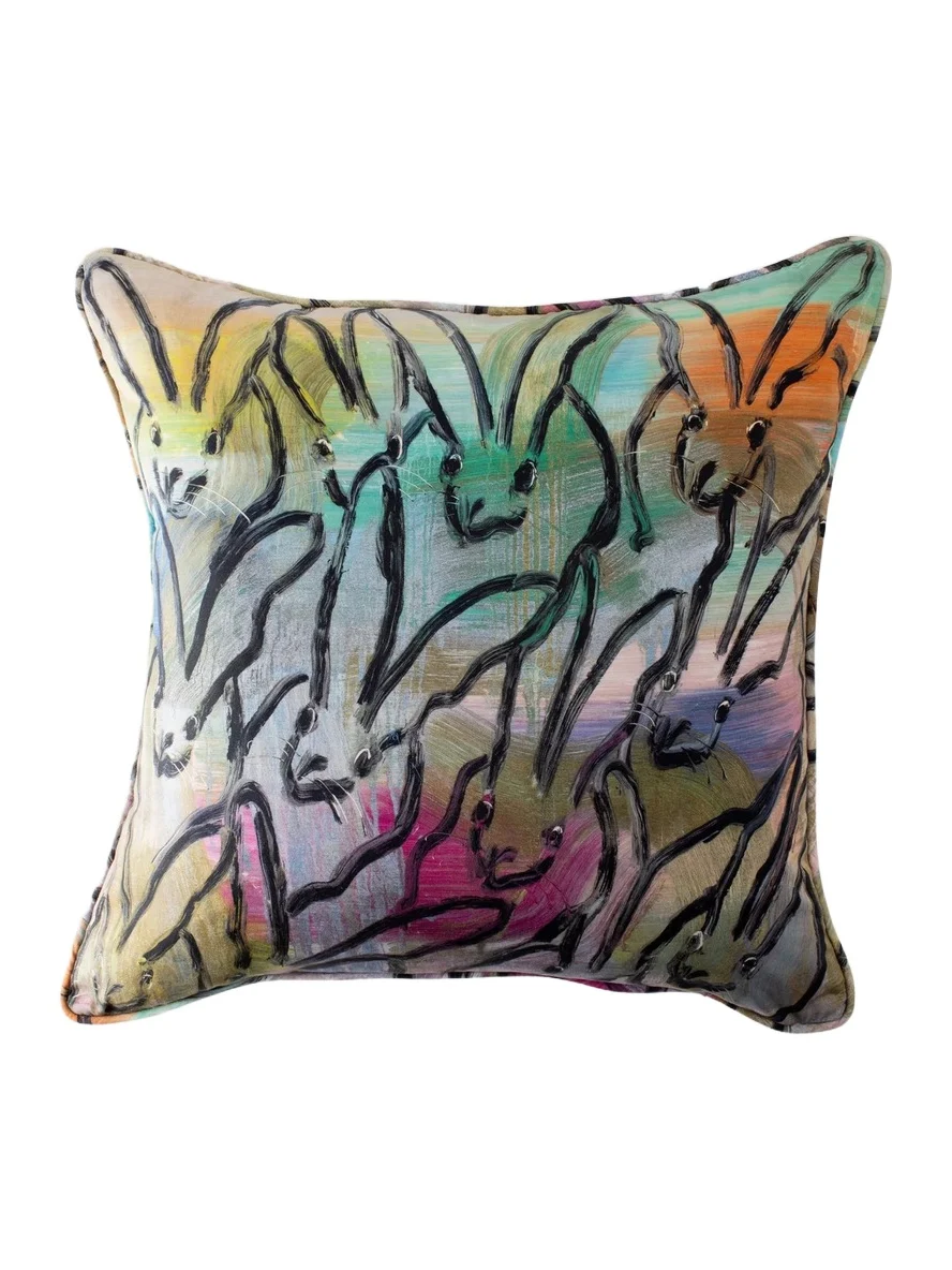 Hunt Slonem Lucky Bunny Cotton Pillow