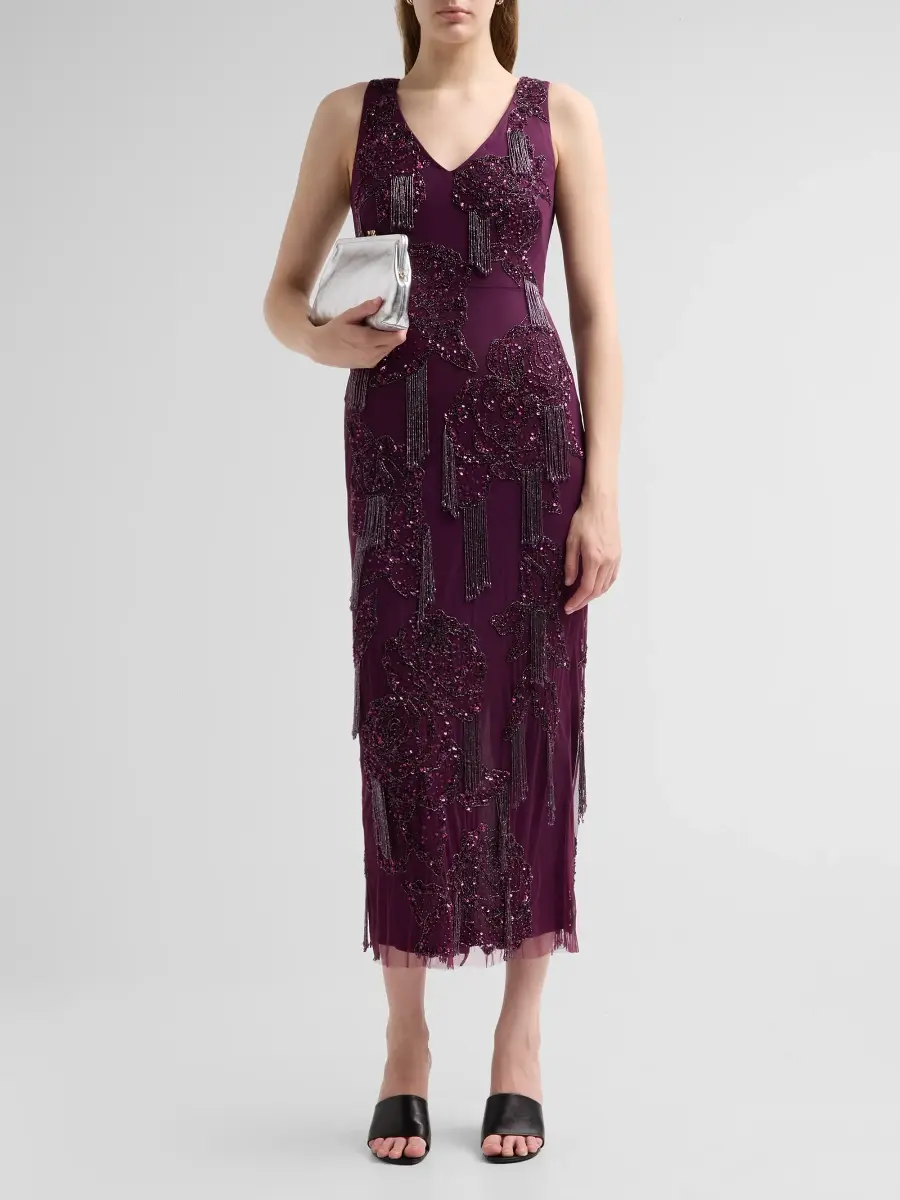 THEIA Women's Iliana Beaded Fringed Maxi Dress | Thumbnail 2 THEIA Women's Iliana Beaded Fringed Maxi Dress | Thumbnail 2
