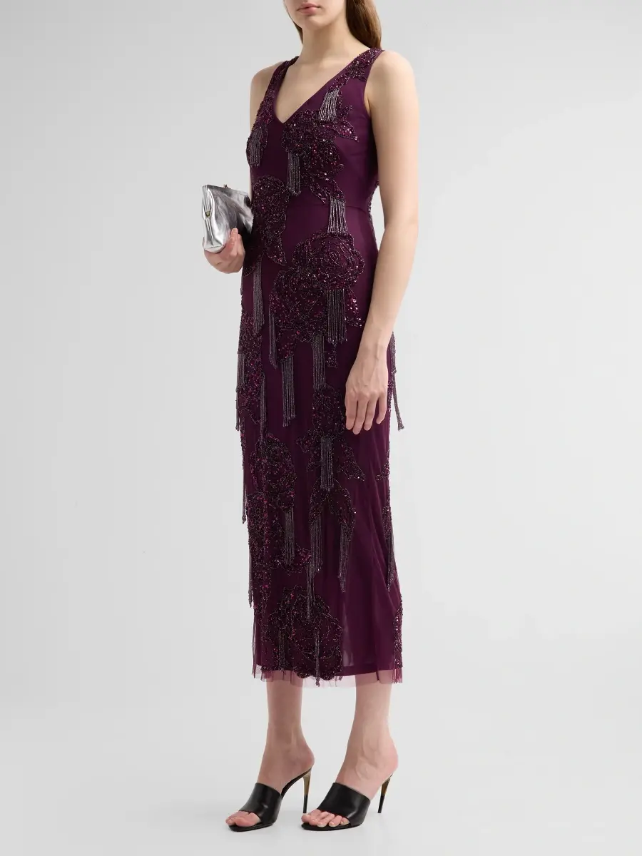 THEIA Women's Iliana Beaded Fringed Maxi Dress | Thumbnail 4 THEIA Women's Iliana Beaded Fringed Maxi Dress | Thumbnail 4