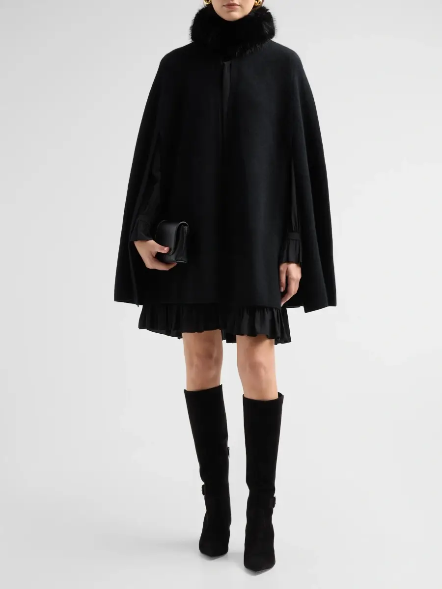 Sofia Cashmere Women's Faux-Fur-Trimmed Wool-Cashmere Poncho | Thumbnail 2 Sofia Cashmere Women's Faux-Fur-Trimmed Wool-Cashmere Poncho | Thumbnail 2