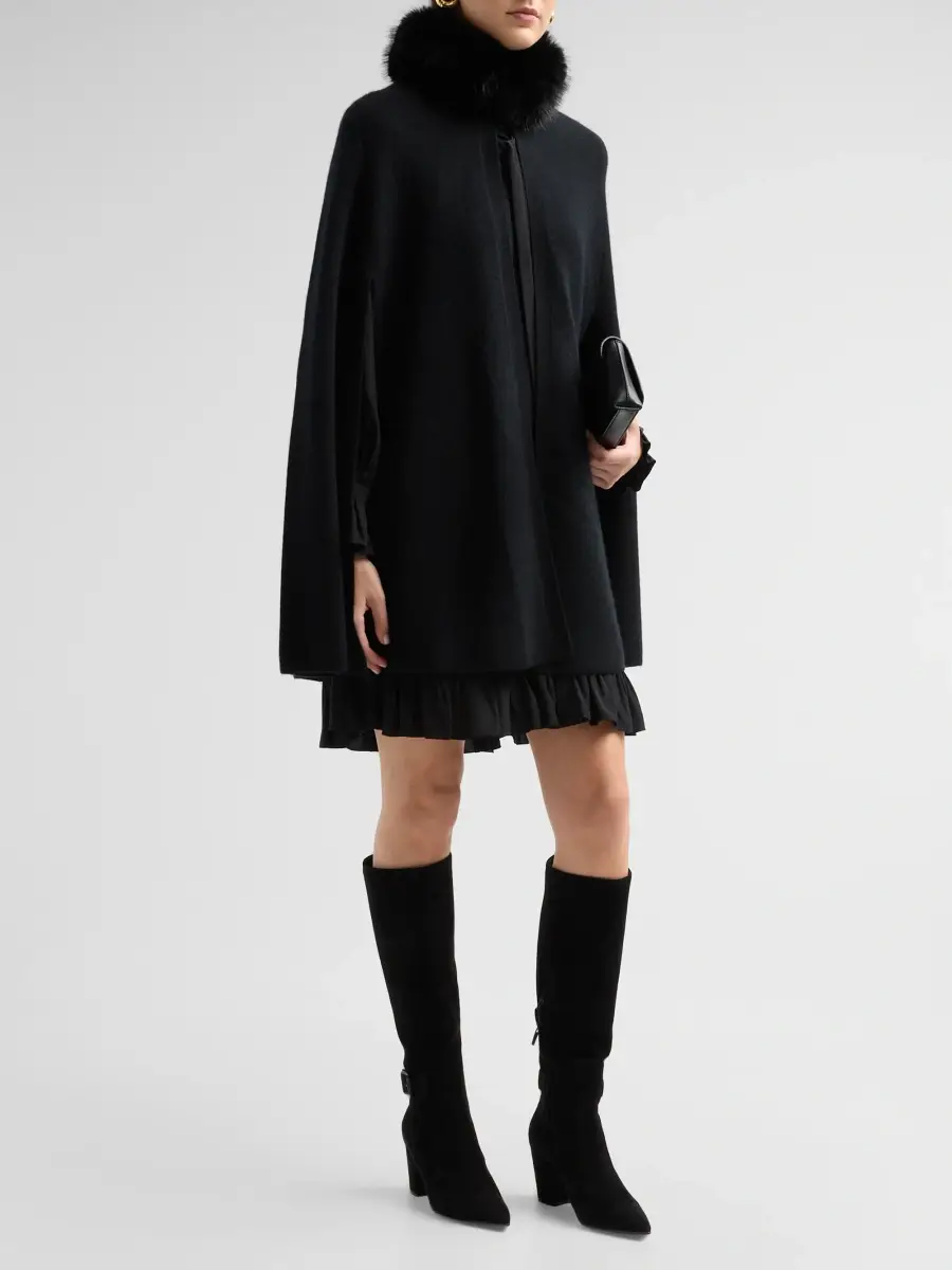Sofia Cashmere Women's Faux-Fur-Trimmed Wool-Cashmere Poncho | Thumbnail 4 Sofia Cashmere Women's Faux-Fur-Trimmed Wool-Cashmere Poncho | Thumbnail 4