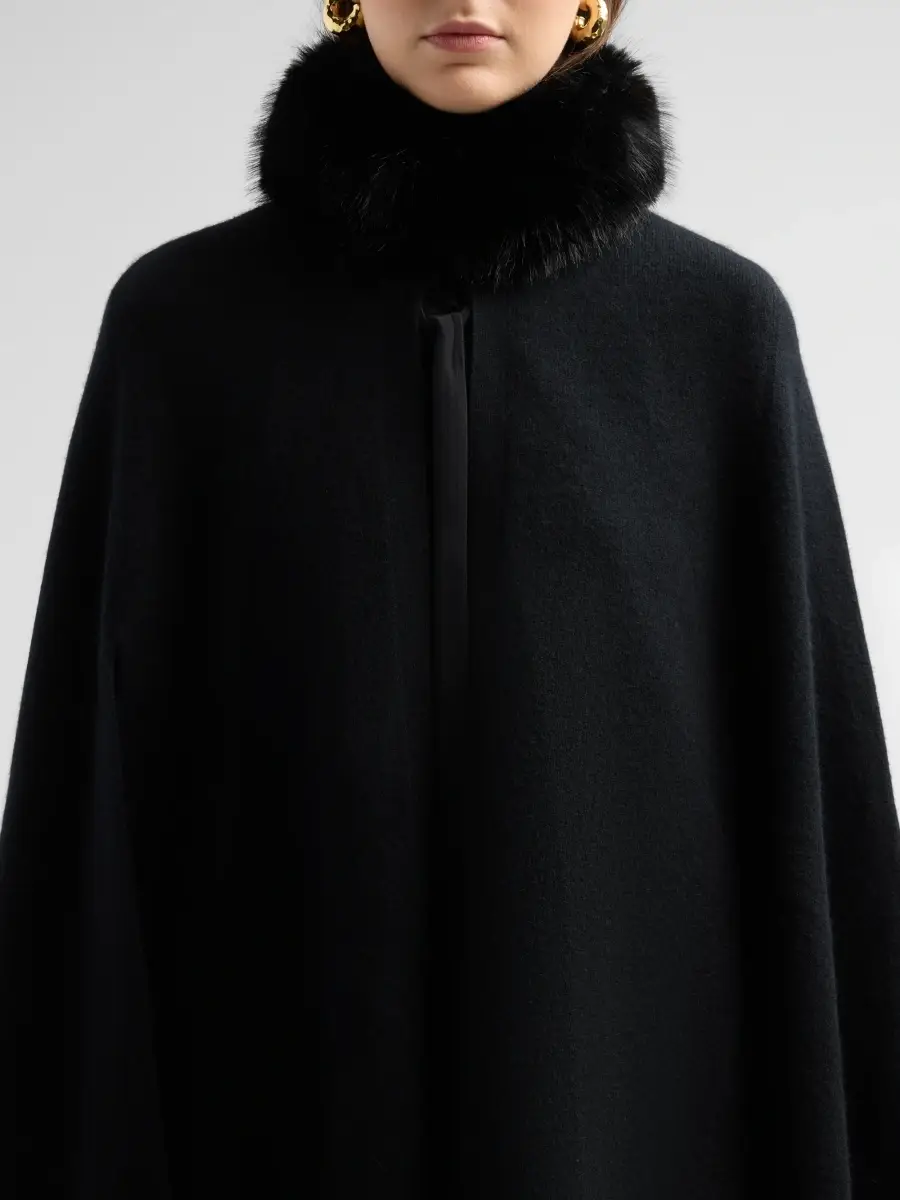 Sofia Cashmere Women's Faux-Fur-Trimmed Wool-Cashmere Poncho | Thumbnail 5 Sofia Cashmere Women's Faux-Fur-Trimmed Wool-Cashmere Poncho | Thumbnail 5