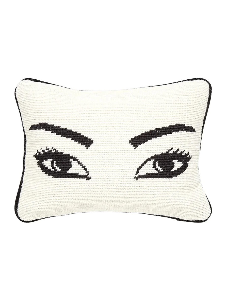 Jonathan Adler Eyes Needlepoint Throw Pillow