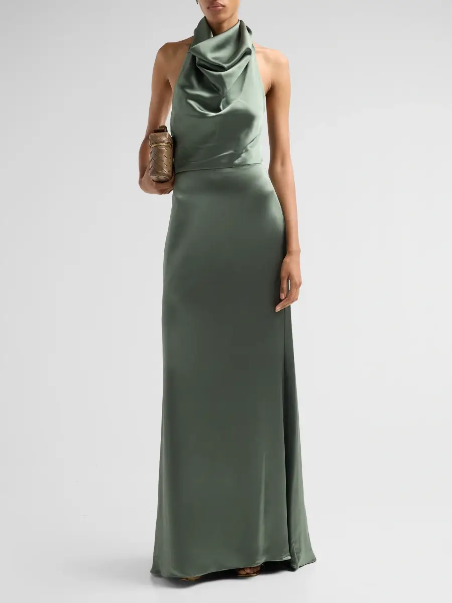 Amsale Women's Satin Halter Gown | Thumbnail 2