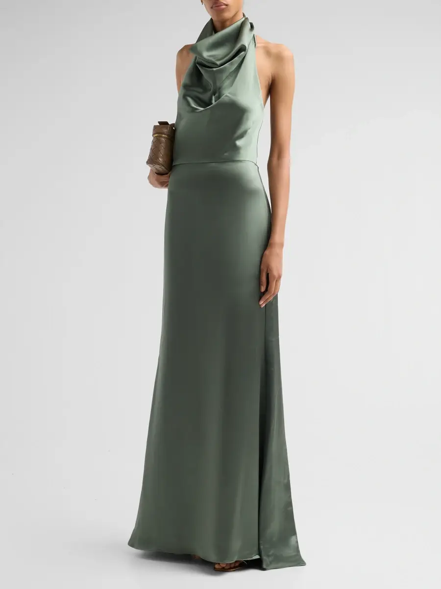 Amsale Women's Satin Halter Gown | Thumbnail 4