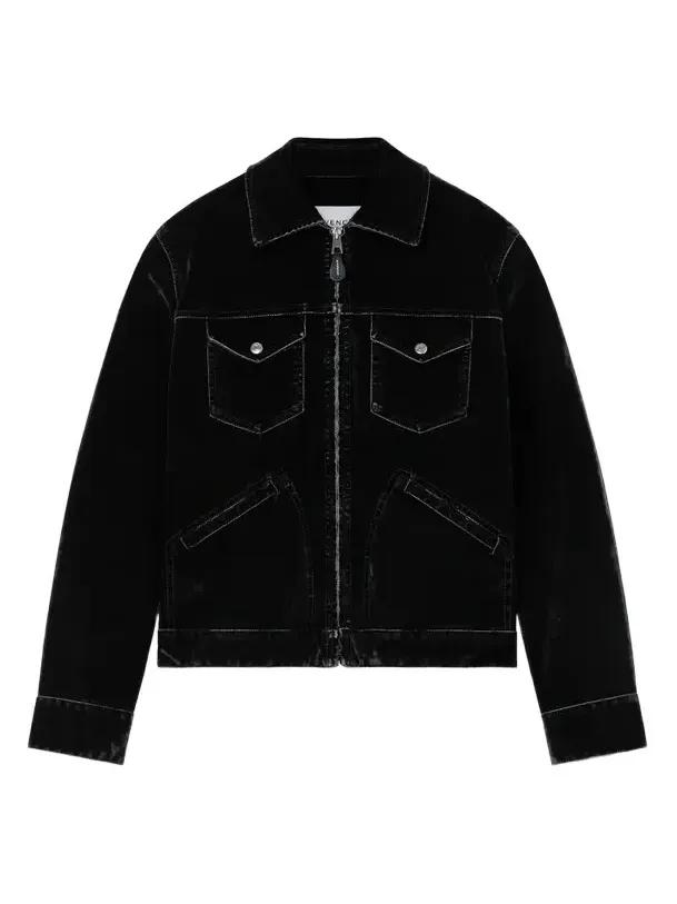 Givenchy Men's Zipped Jacket in Velvet Effect Denim