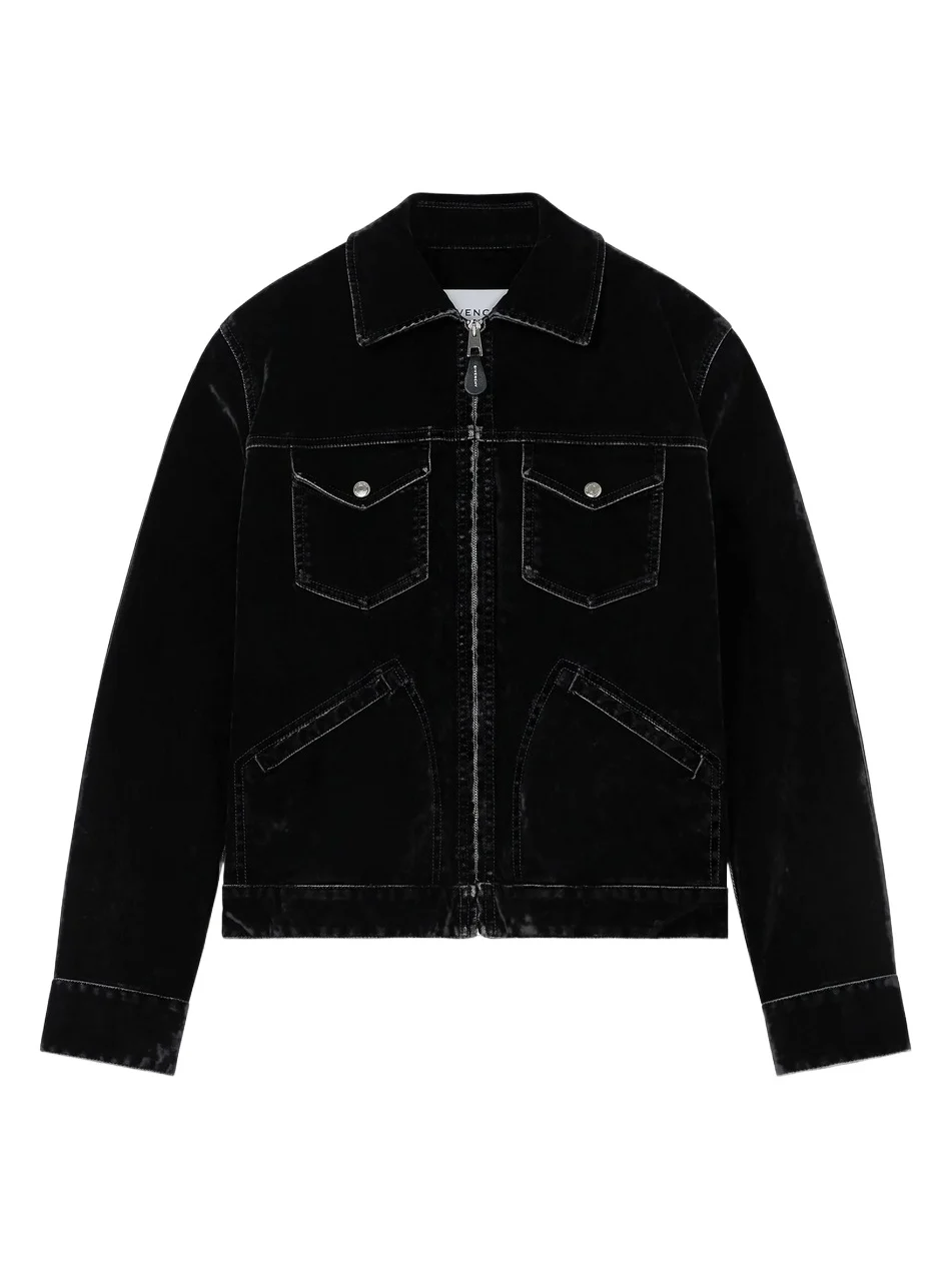 Givenchy Men's Zipped Jacket in Velvet Effect Denim
