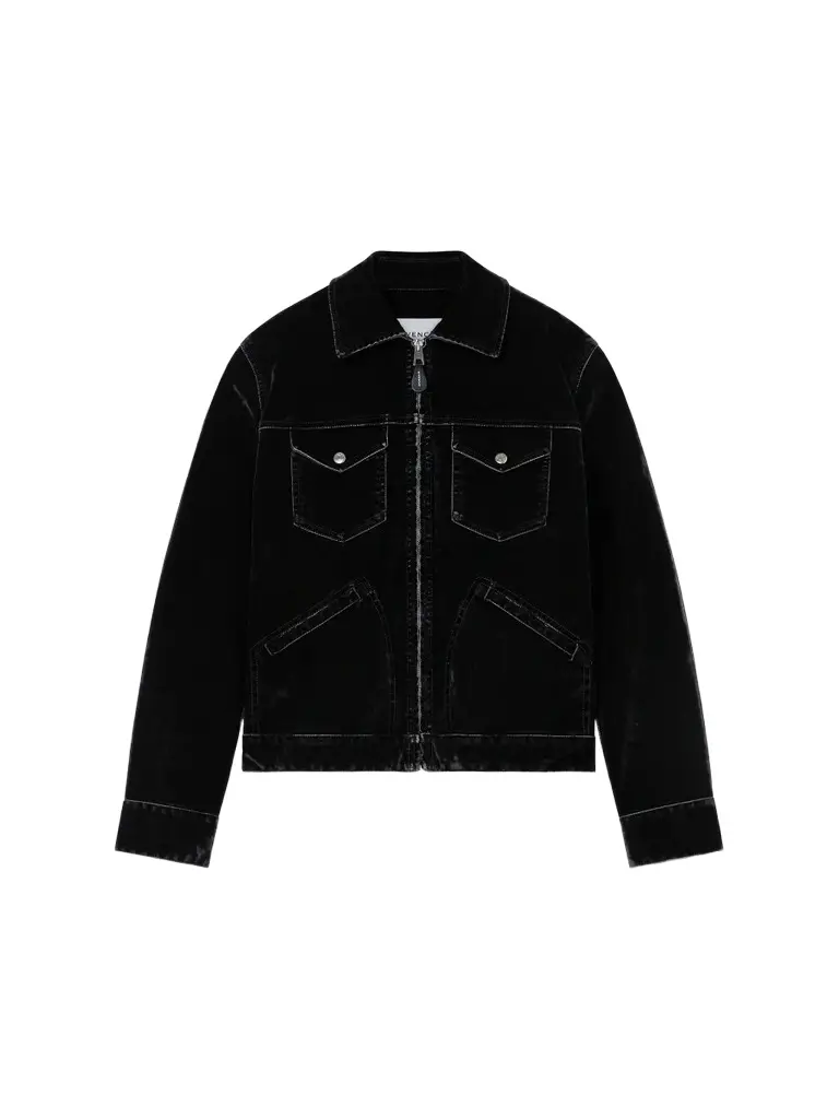 Givenchy Men's Zipped Jacket in Velvet Effect Denim