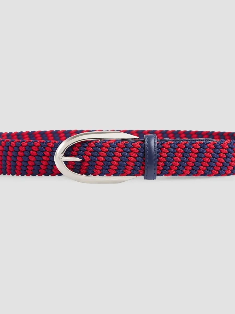 Givenchy Men's Pinch Bicolor Braided Belt in Webbing - Navy Red | Thumbnail 4