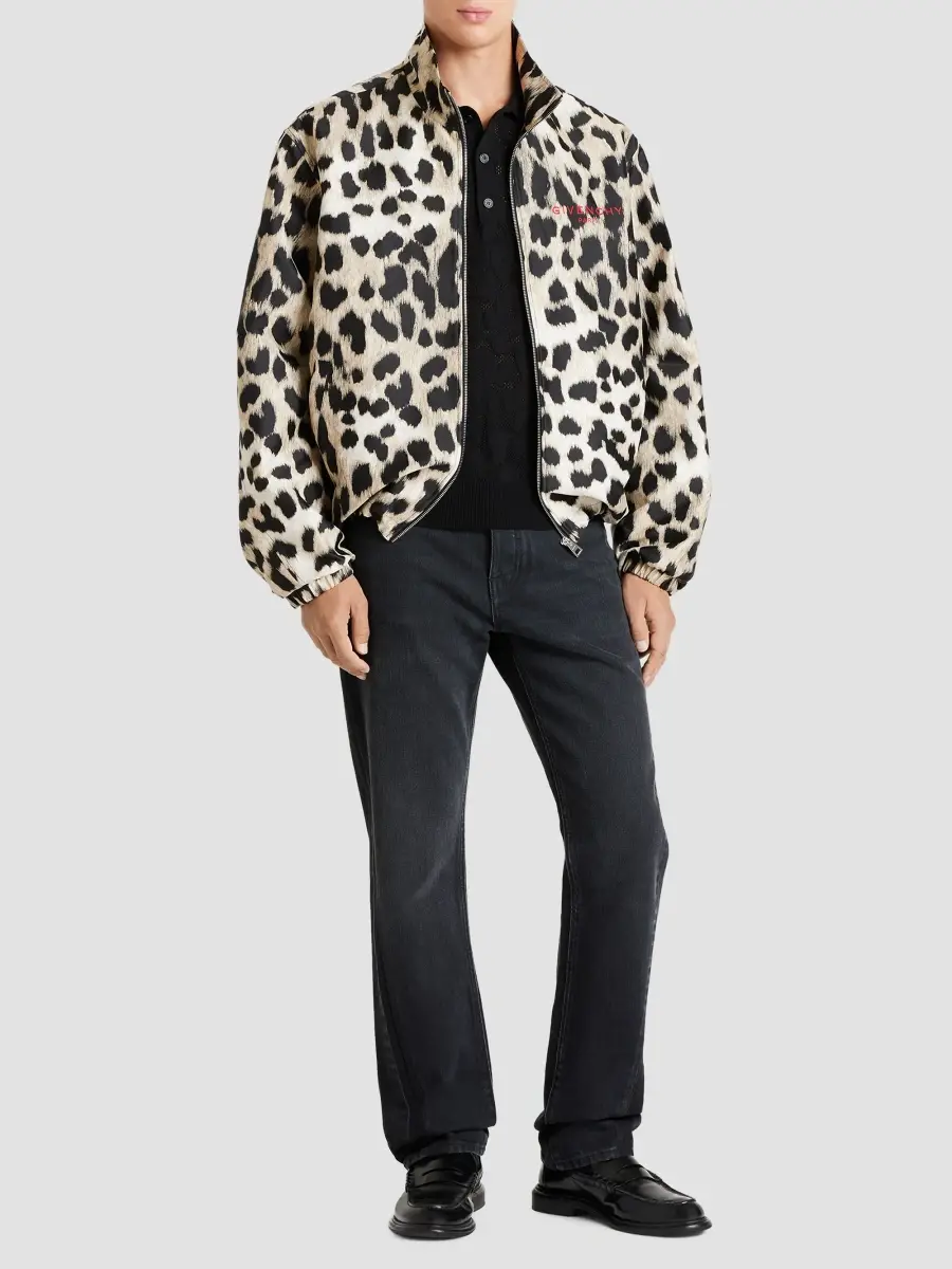 Givenchy Men's Couture Seam Windbreaker in Leopard Jacquard - Multicolored | Thumbnail 2