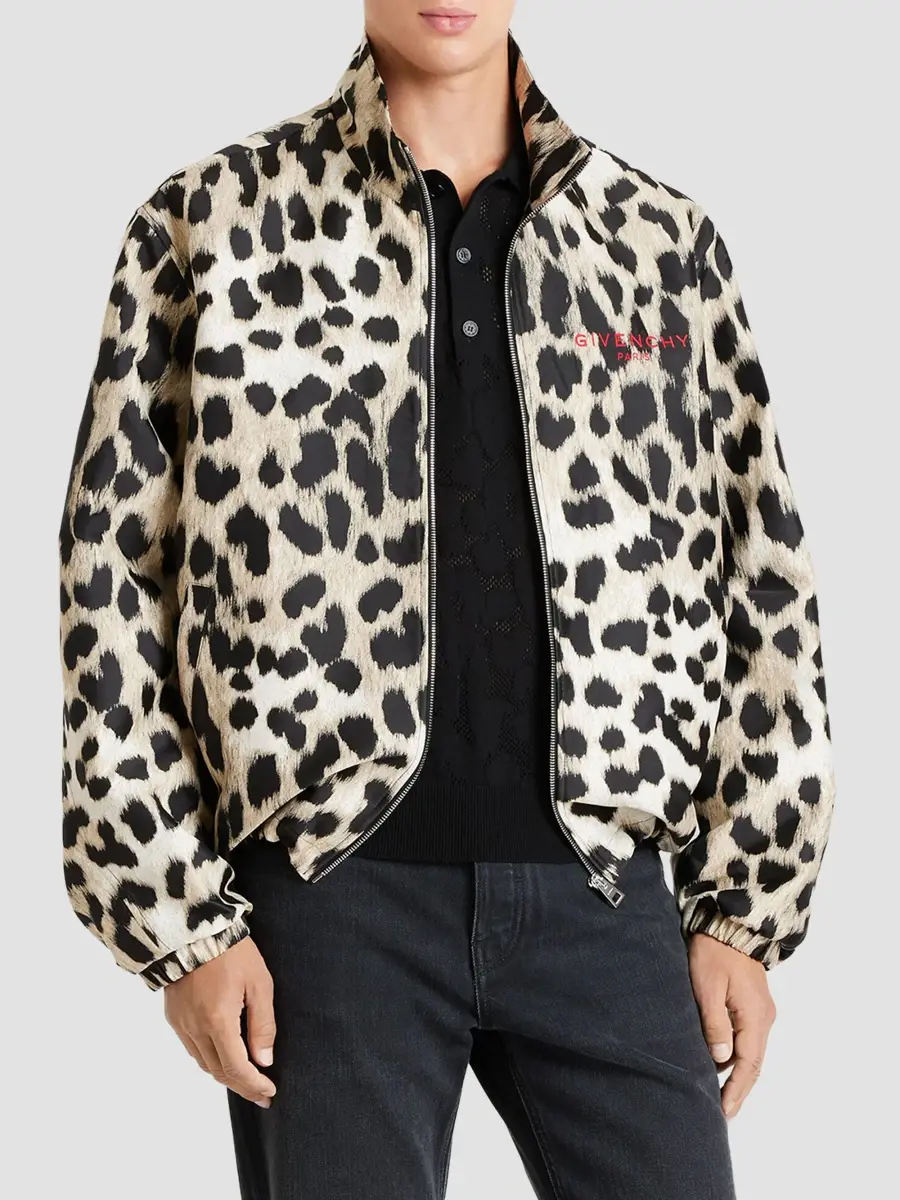 Givenchy Men's Couture Seam Windbreaker in Leopard Jacquard - Multicolored | Thumbnail 4