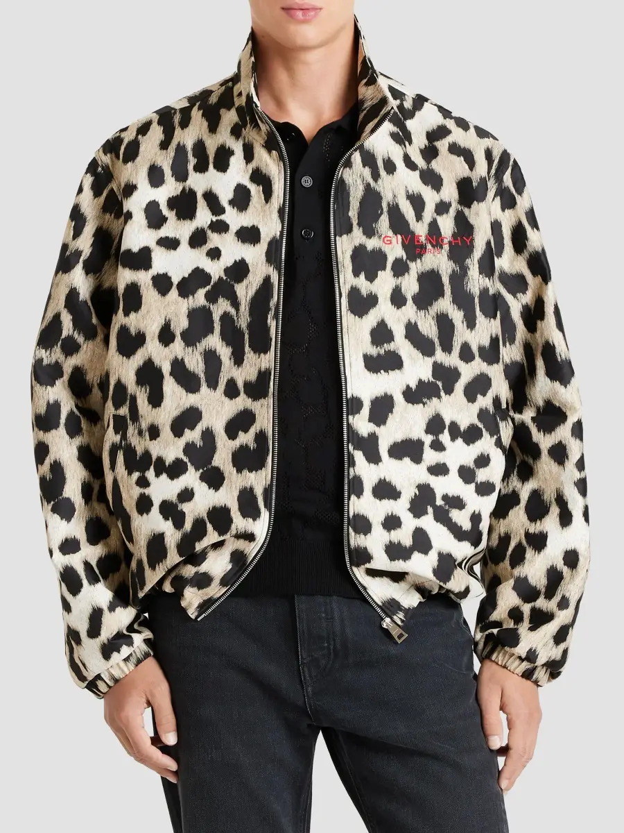 Givenchy Men's Couture Seam Windbreaker in Leopard Jacquard - Multicolored | Thumbnail 5