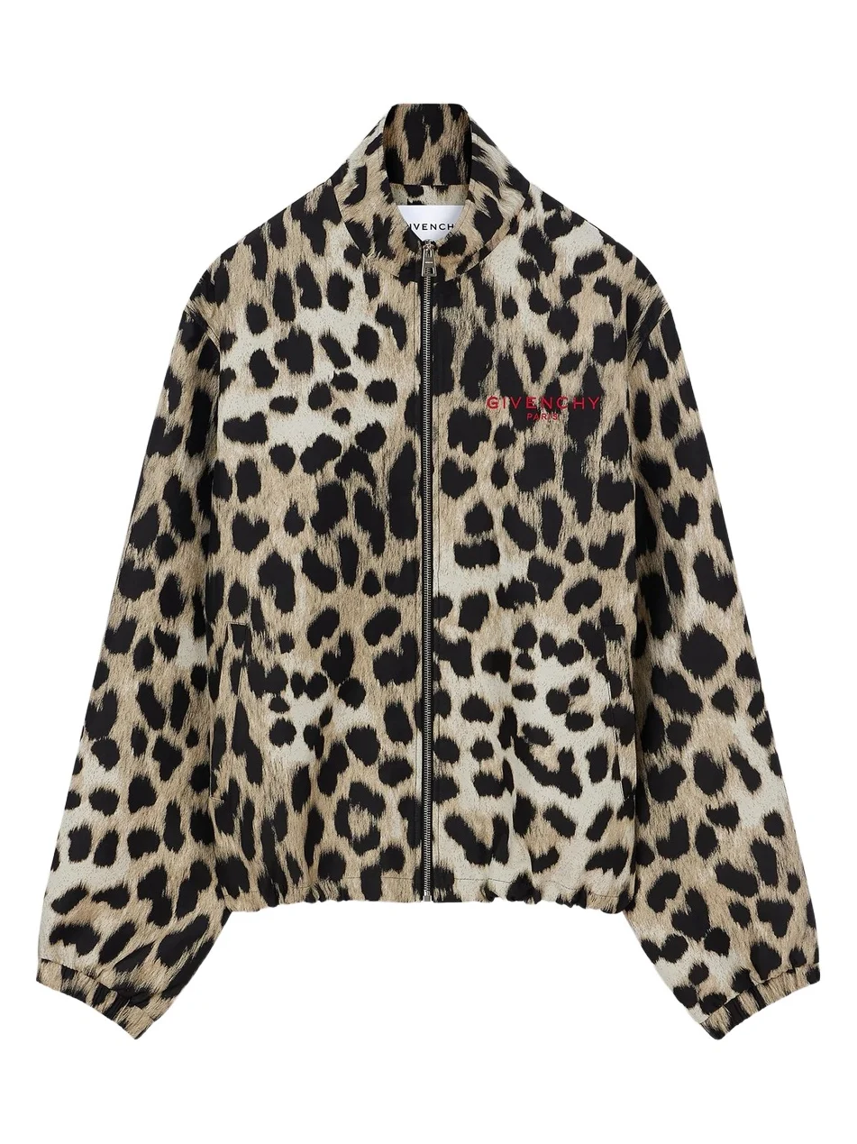 Givenchy Men's Couture Seam Windbreaker in Leopard Jacquard - Multicolored