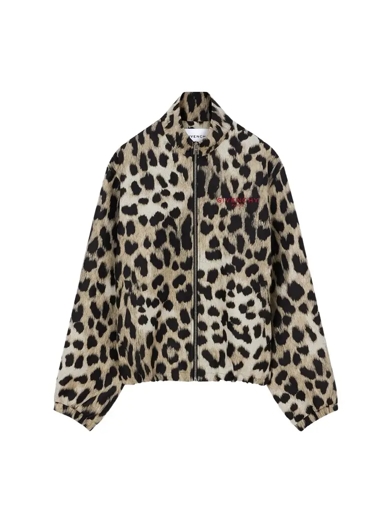 Men's Couture Seam Windbreaker in Leopard Jacquard - Multicolored