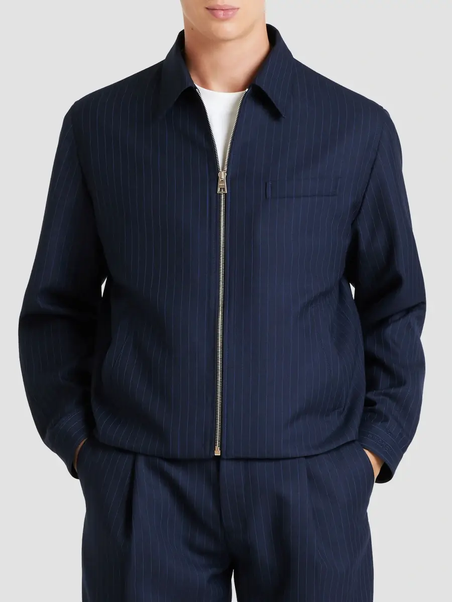 Givenchy Men's Couture Seam Zipped Striped Blouson Jacket in Wool - Navy Blue | Thumbnail 5 Givenchy Men's Couture Seam Zipped Striped Blouson Jacket in Wool - Navy Blue | Thumbnail 5