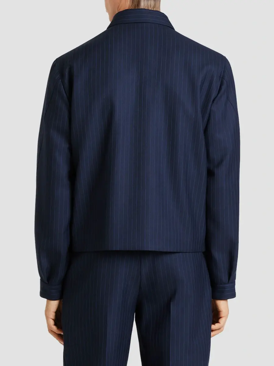 Givenchy Men's Couture Seam Zipped Striped Blouson Jacket in Wool - Navy Blue | Thumbnail 6 Givenchy Men's Couture Seam Zipped Striped Blouson Jacket in Wool - Navy Blue | Thumbnail 6