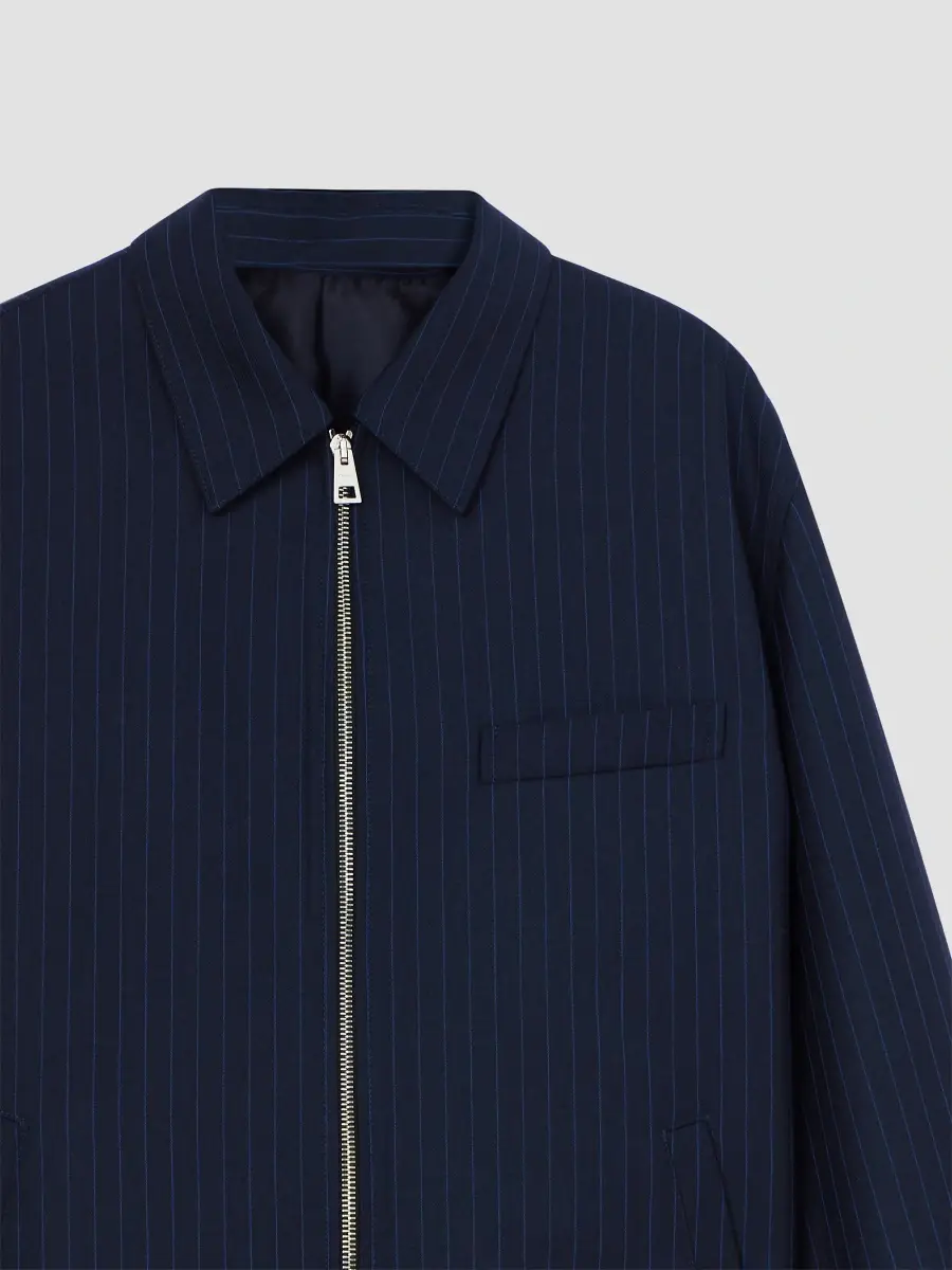 Givenchy Men's Couture Seam Zipped Striped Blouson Jacket in Wool - Navy Blue | Thumbnail 7 Givenchy Men's Couture Seam Zipped Striped Blouson Jacket in Wool - Navy Blue | Thumbnail 7