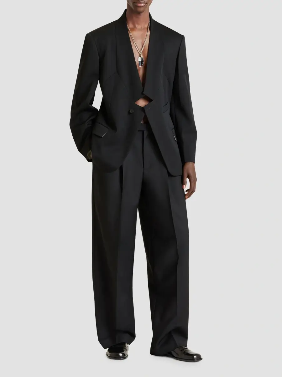 Givenchy Men's Jacket in Wool with Dropping Collar - Black | Thumbnail 2 Givenchy Men's Jacket in Wool with Dropping Collar - Black | Thumbnail 2