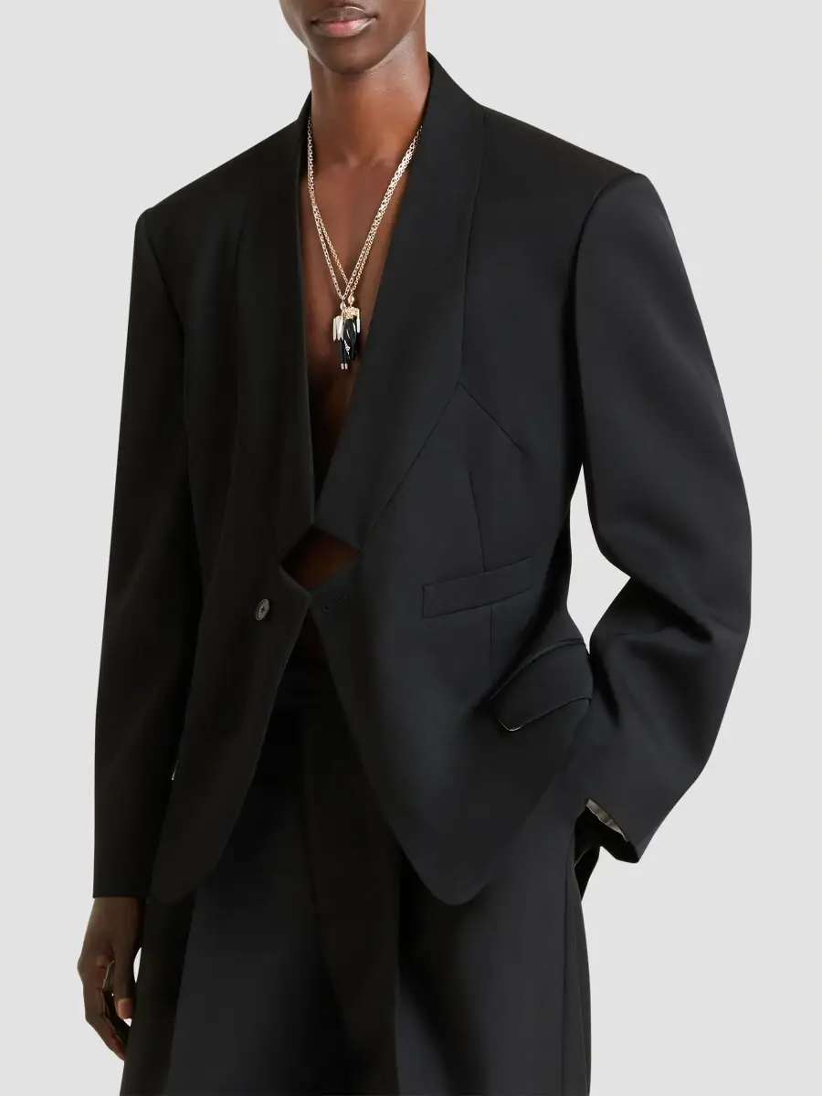 Givenchy Men's Jacket in Wool with Dropping Collar - Black | Thumbnail 4 Givenchy Men's Jacket in Wool with Dropping Collar - Black | Thumbnail 4