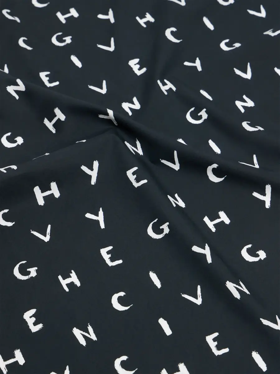 Givenchy Men's Brushed Small Square Scarf in Cotton - Black | Thumbnail 3 Givenchy Men's Brushed Small Square Scarf in Cotton - Black | Thumbnail 3