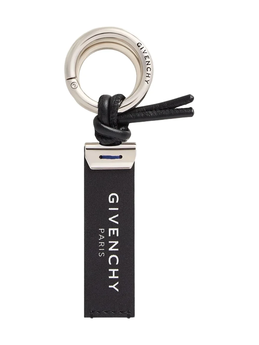 Givenchy Men's Label Key Ring in Jacquard Effect Leather