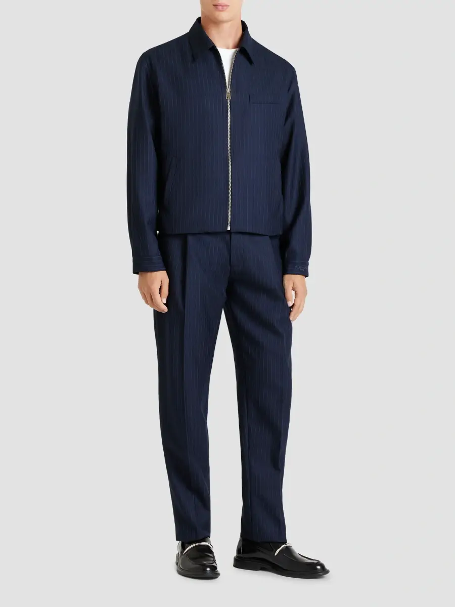 Givenchy Men's Striped Tapered Pants in Wool - Navy Blue | Thumbnail 2