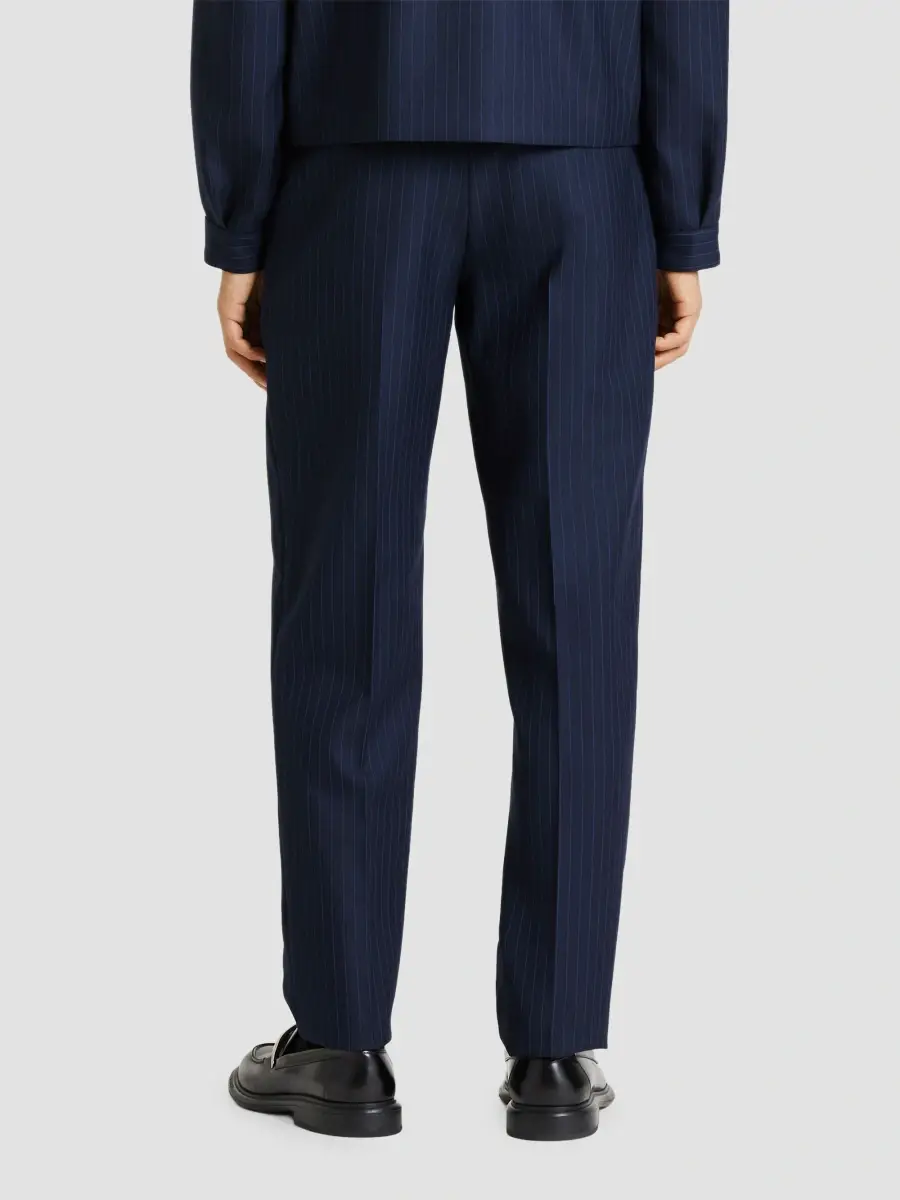Givenchy Men's Striped Tapered Pants in Wool - Navy Blue | Thumbnail 4