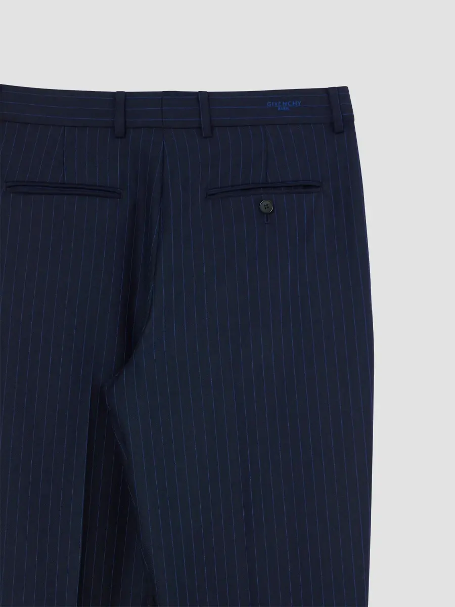 Givenchy Men's Striped Tapered Pants in Wool - Navy Blue | Thumbnail 5