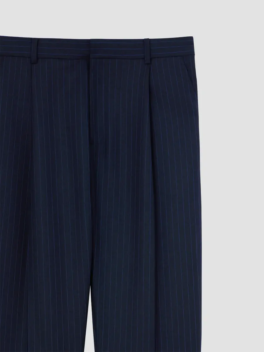 Givenchy Men's Striped Tapered Pants in Wool - Navy Blue | Thumbnail 6