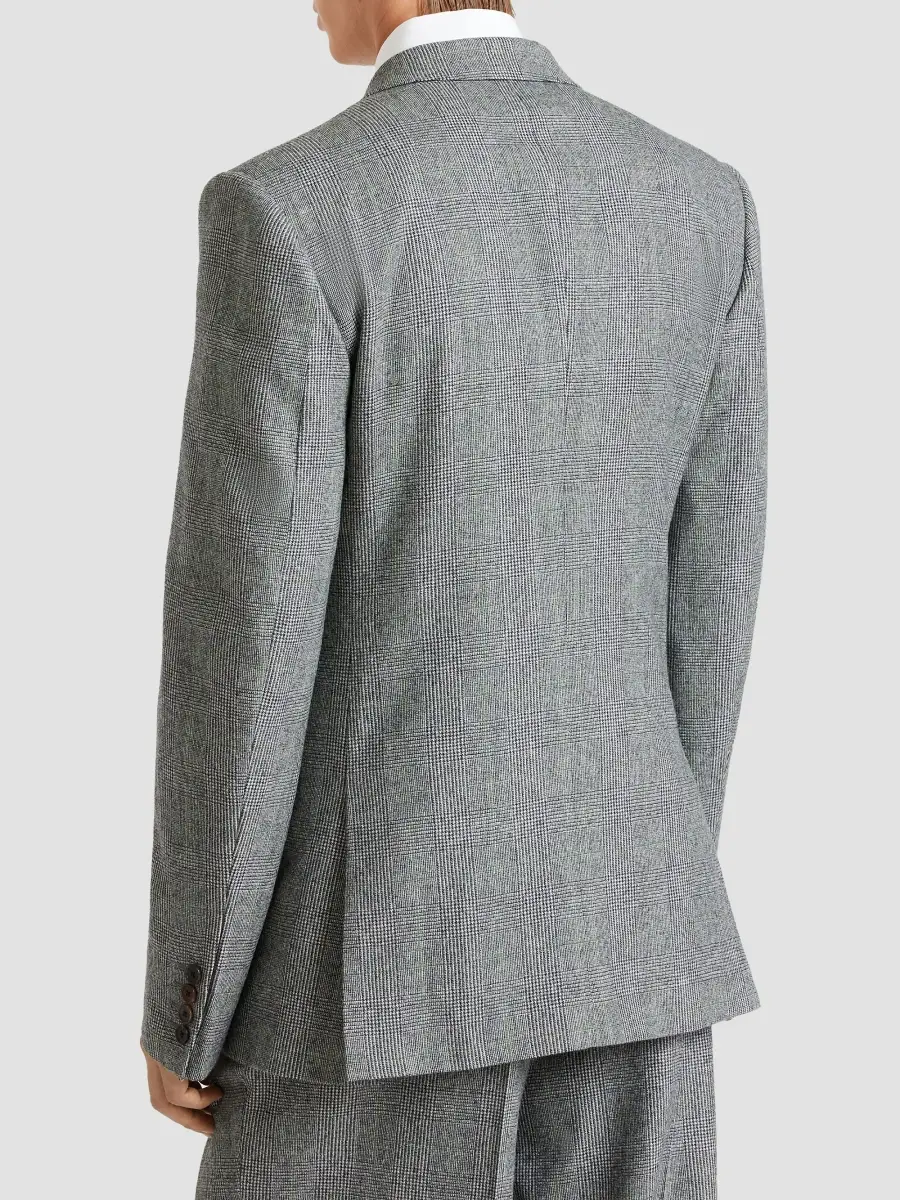Givenchy Men's Double-Breasted Fitted Checked Jacket in Wool - Grey | Thumbnail 4 Givenchy Men's Double-Breasted Fitted Checked Jacket in Wool - Grey | Thumbnail 4