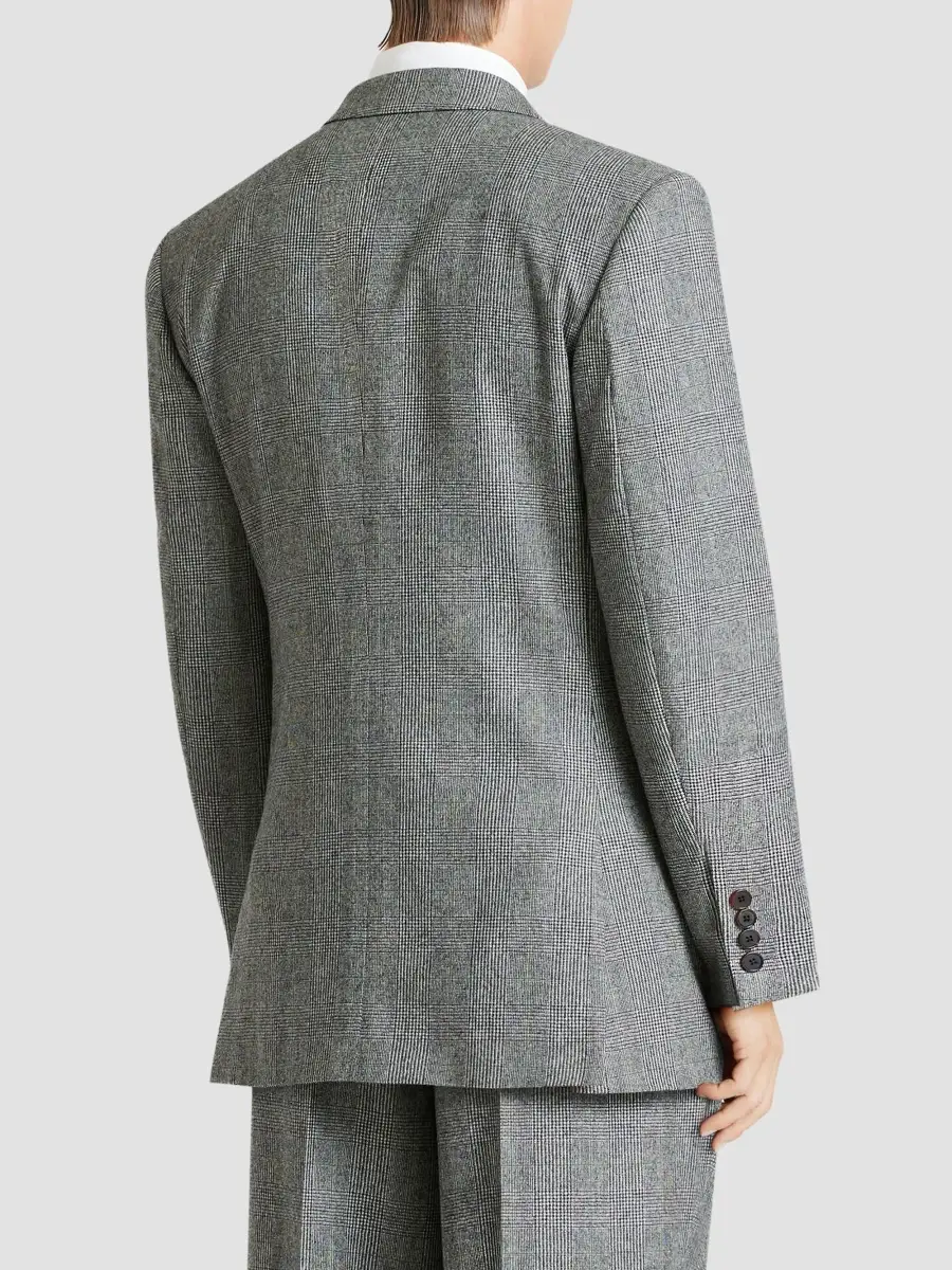 Givenchy Men's Double-Breasted Fitted Checked Jacket in Wool - Grey | Thumbnail 5 Givenchy Men's Double-Breasted Fitted Checked Jacket in Wool - Grey | Thumbnail 5