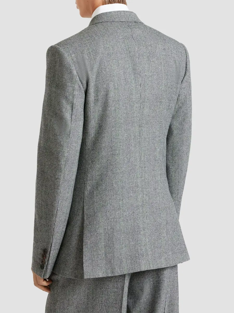 Givenchy Men's Double-Breasted Fitted Checked Jacket in Wool - Grey | Thumbnail 6 Givenchy Men's Double-Breasted Fitted Checked Jacket in Wool - Grey | Thumbnail 6