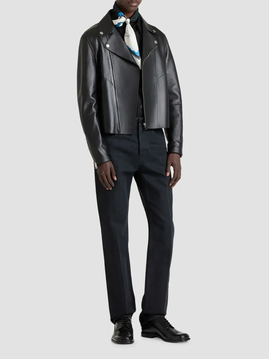Givenchy Men's Couture Seam Zipped Blouson Jacket in Nappa Leather - Black | Thumbnail 2 Givenchy Men's Couture Seam Zipped Blouson Jacket in Nappa Leather - Black | Thumbnail 2