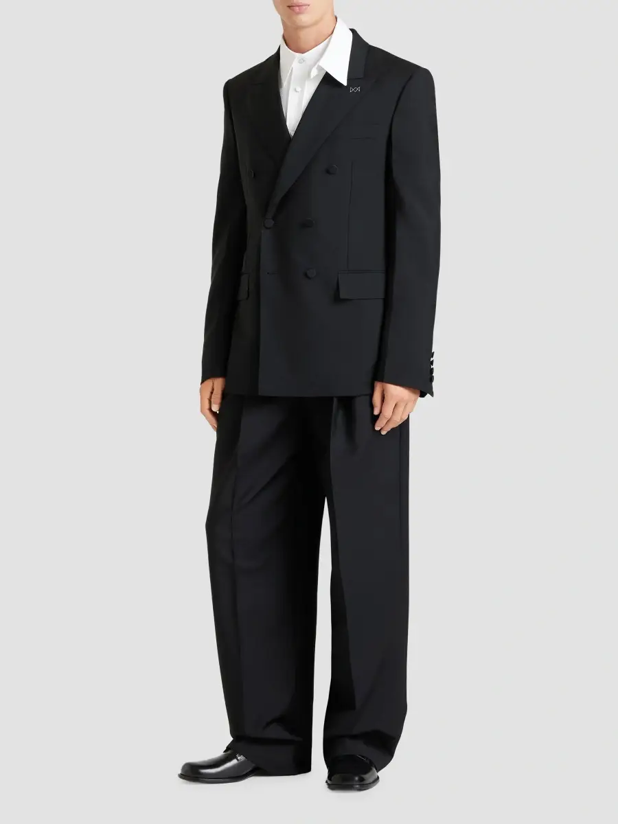 Givenchy Men's Double-Breasted Fitted Jacket in Wool and Mohair - Black | Thumbnail 2 Givenchy Men's Double-Breasted Fitted Jacket in Wool and Mohair - Black | Thumbnail 2