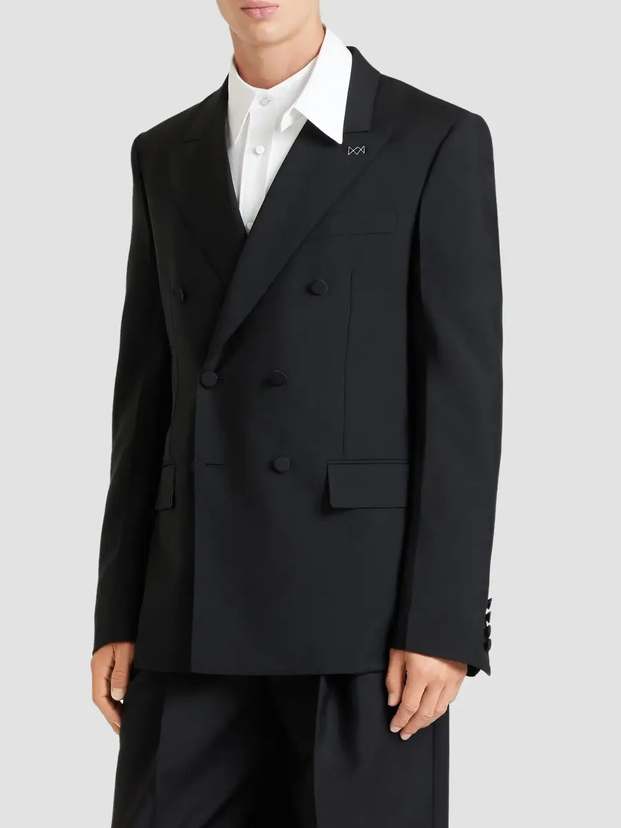Givenchy Men's Double-Breasted Fitted Jacket in Wool and Mohair - Black | Thumbnail 5 Givenchy Men's Double-Breasted Fitted Jacket in Wool and Mohair - Black | Thumbnail 5