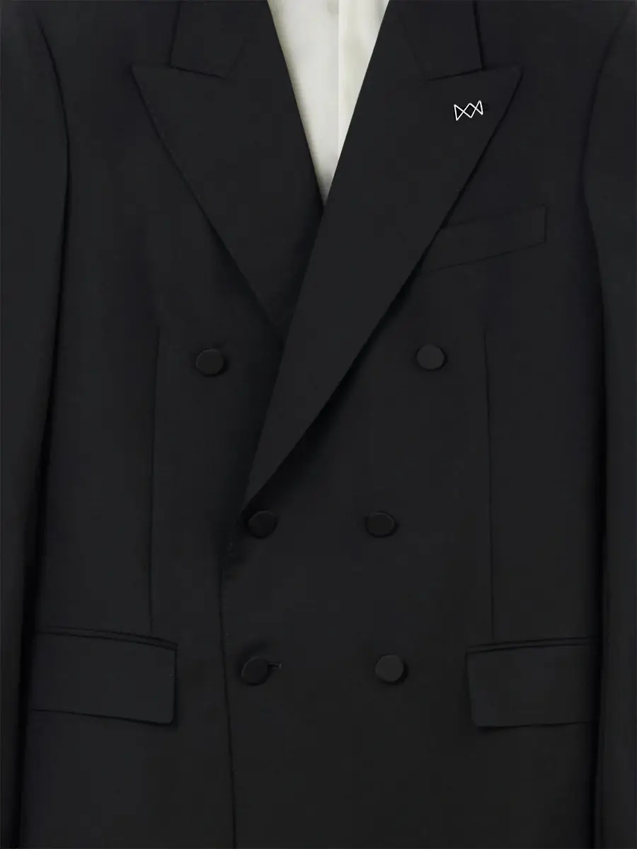 Givenchy Men's Double-Breasted Fitted Jacket in Wool and Mohair - Black | Thumbnail 7 Givenchy Men's Double-Breasted Fitted Jacket in Wool and Mohair - Black | Thumbnail 7