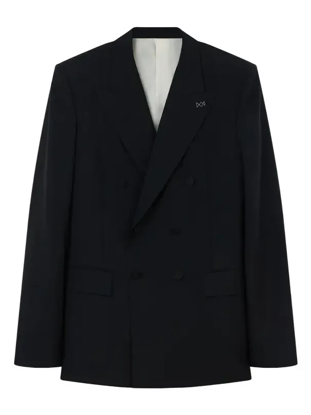 Givenchy Men's Double-Breasted Fitted Jacket in Wool and Mohair - Black
