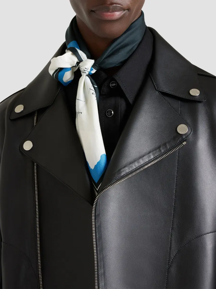 Givenchy Men's Small Square Scarf in Cotton and Silk with Collage Print - White Blue | Thumbnail 2