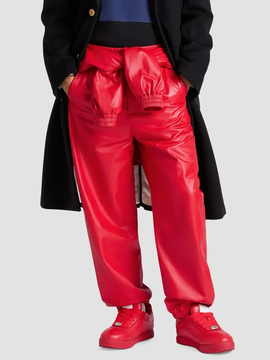 Givenchy Men's Couture Seam Jogger Pants in Nappa Leather - Poppy Red | Thumbnail 4 Givenchy Men's Couture Seam Jogger Pants in Nappa Leather - Poppy Red | Thumbnail 4