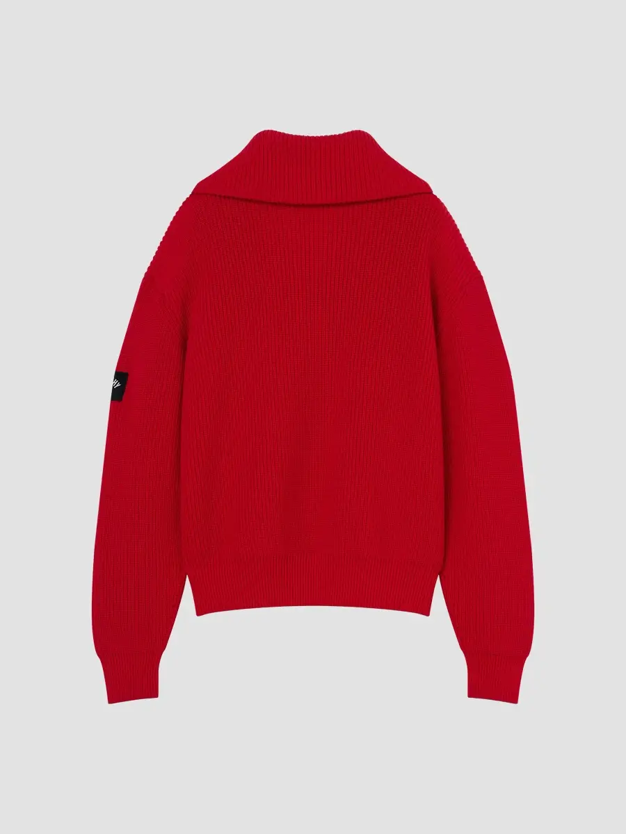 Givenchy Men's Zipped Cardigan in Cotton and Wool - Poppy Red | Thumbnail 2