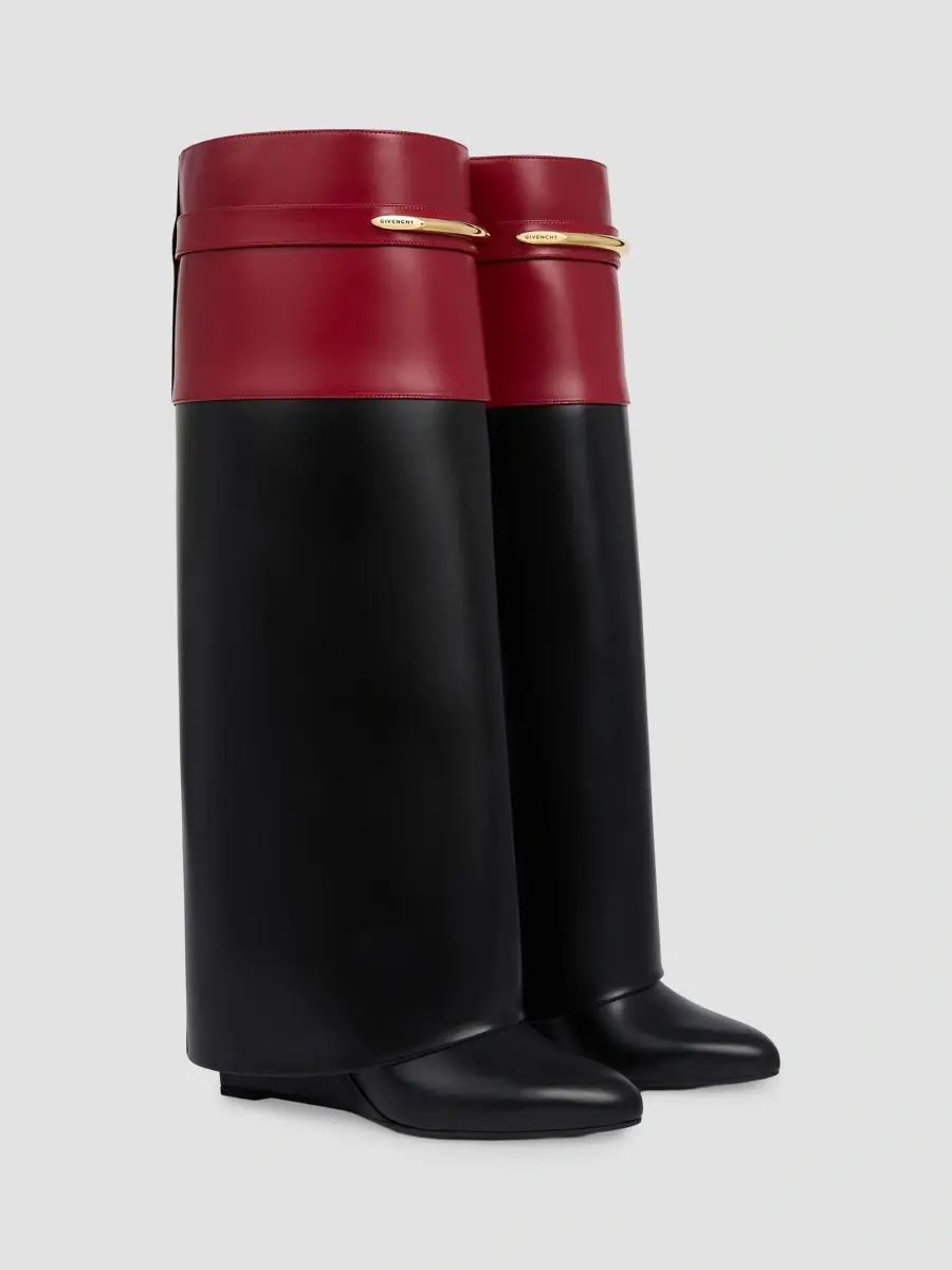Givenchy Women's Shark Pinch Bicolor Boots in Leather - Black Burgundy | Thumbnail 2 Givenchy Women's Shark Pinch Bicolor Boots in Leather - Black Burgundy | Thumbnail 2