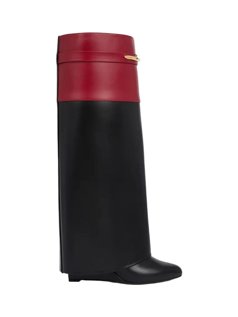 Givenchy Women's Shark Pinch Bicolor Boots in Leather - Black Burgundy