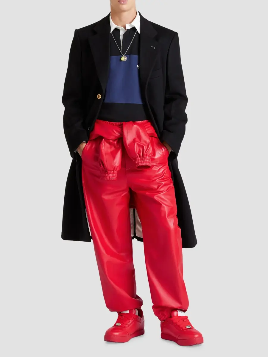 Givenchy Men's Couture Seam Track Jacket in Nappa Leather - Poppy Red | Thumbnail 2
