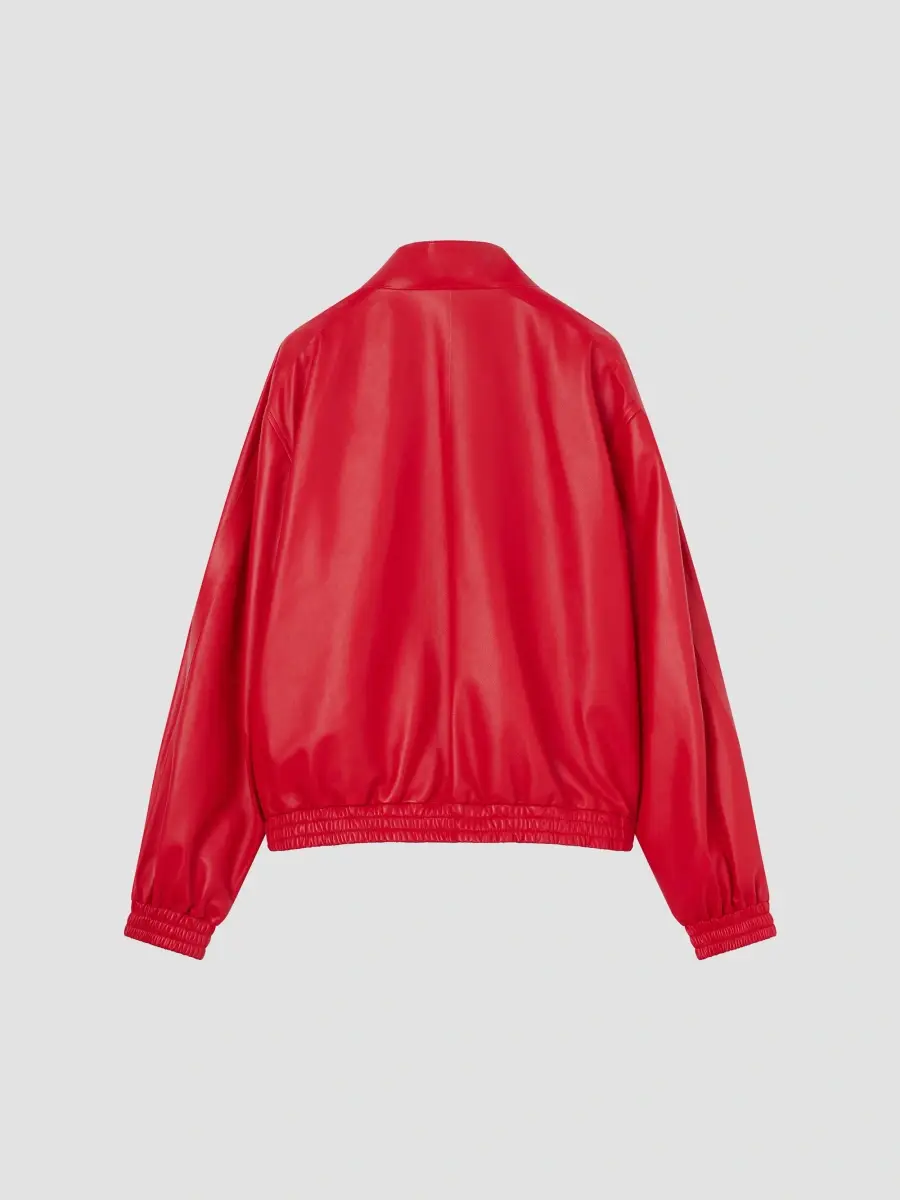 Givenchy Men's Couture Seam Track Jacket in Nappa Leather - Poppy Red | Thumbnail 3