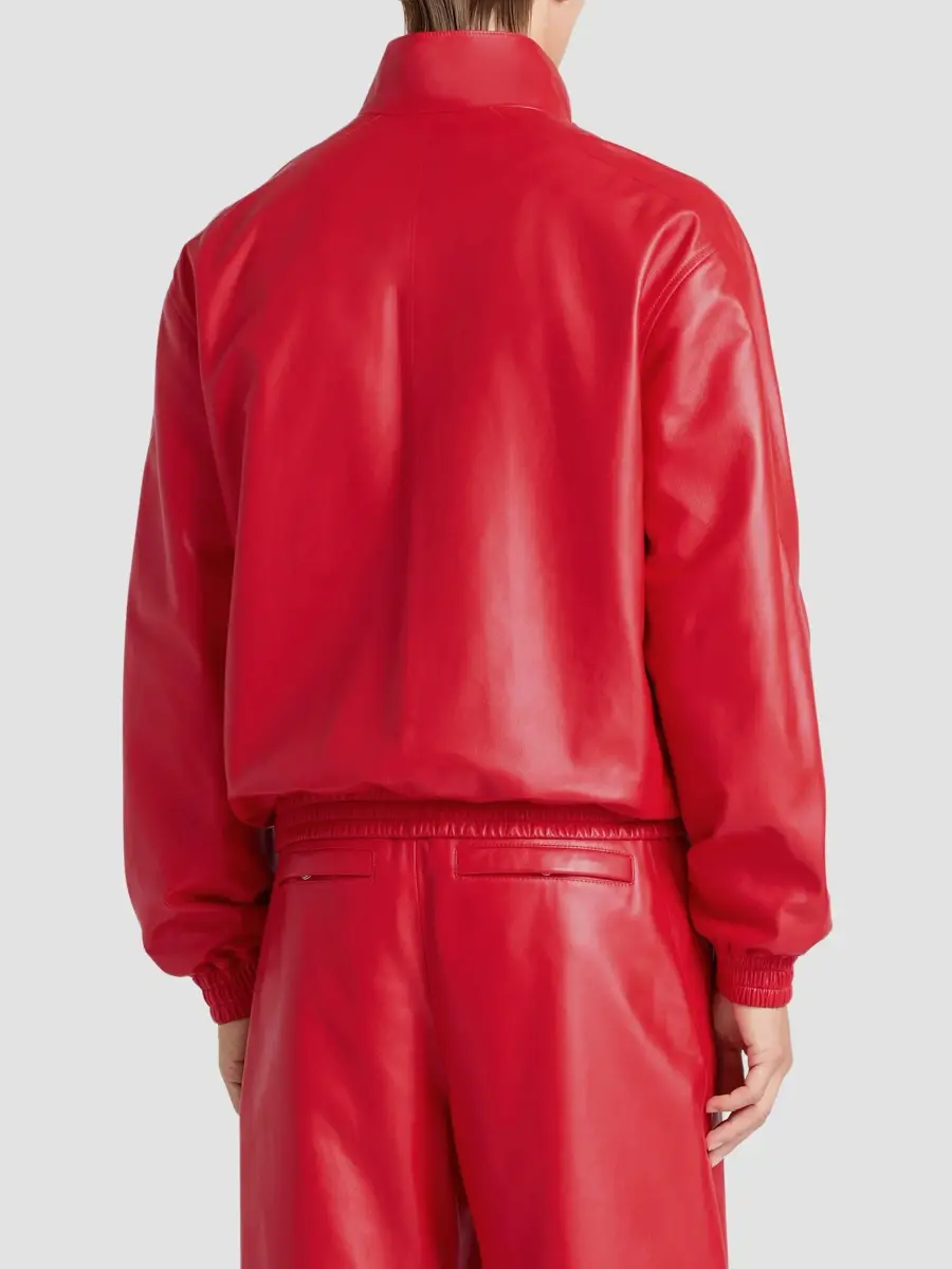 Givenchy Men's Couture Seam Track Jacket in Nappa Leather - Poppy Red | Thumbnail 5