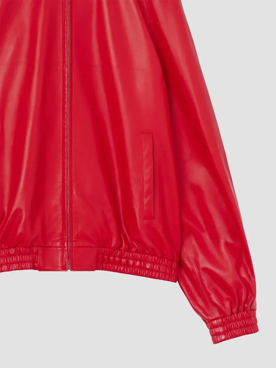 Givenchy Men's Couture Seam Track Jacket in Nappa Leather - Poppy Red | Thumbnail 6